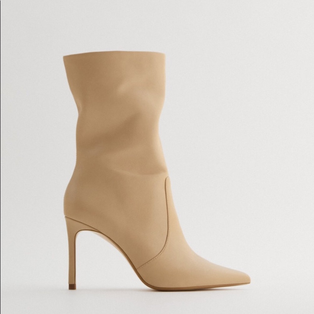 ZARA 100% LEATHER STILETTO ANKLE BOOTS BRAND NEW WITH TAGS US 7.5 EUR 38